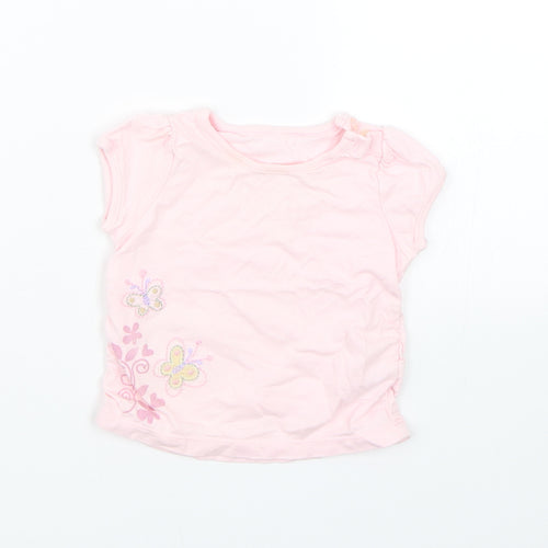 M&S Girls Pink Floral  Basic Blouse Size 3-6 Months