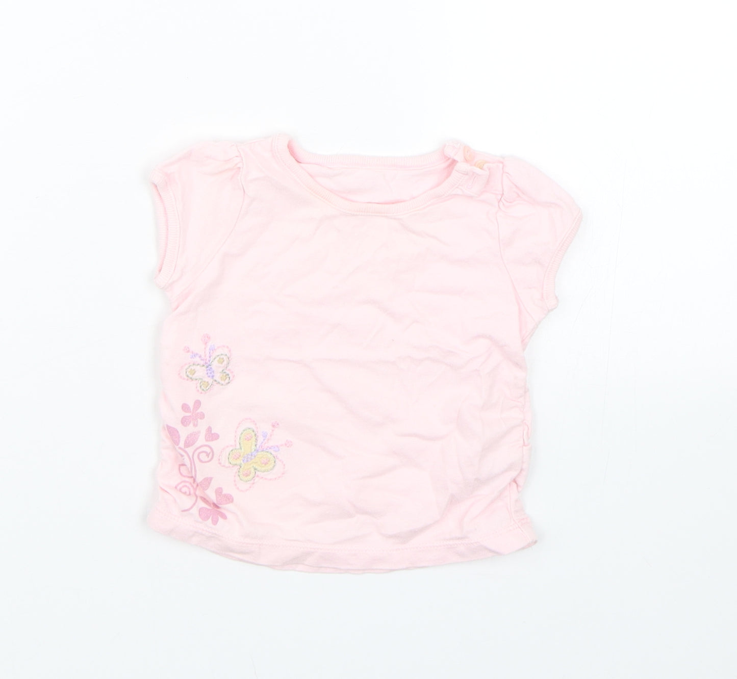M&S Girls Pink Floral  Basic Blouse Size 3-6 Months