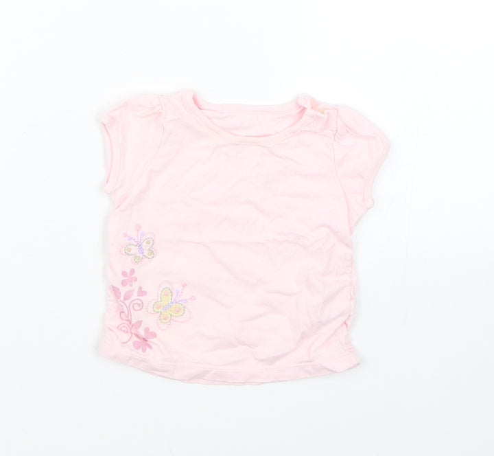 M&S Girls Pink Floral  Basic Blouse Size 3-6 Months