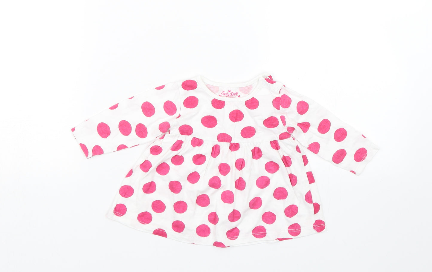 Earlydays Girls White Polka Dot  Basic T-Shirt Size 0-3 Months