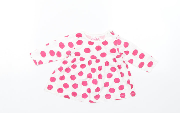 Earlydays Girls White Polka Dot  Basic T-Shirt Size 0-3 Months