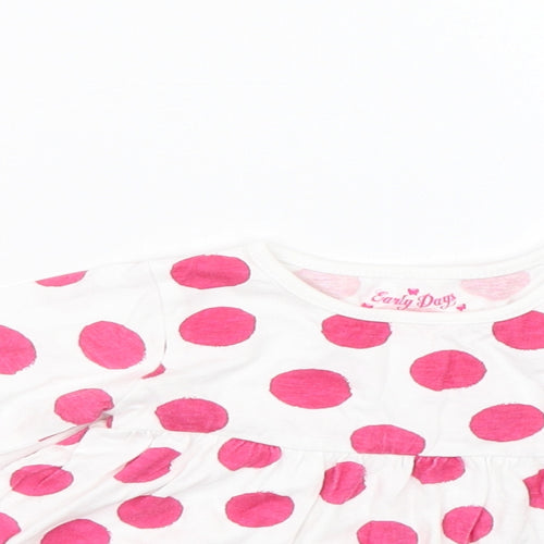 Earlydays Girls White Polka Dot  Basic T-Shirt Size 0-3 Months