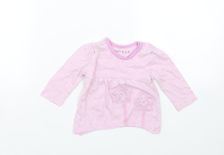 Nutmeg Girls Purple Striped  Basic T-Shirt Size 0-3 Months