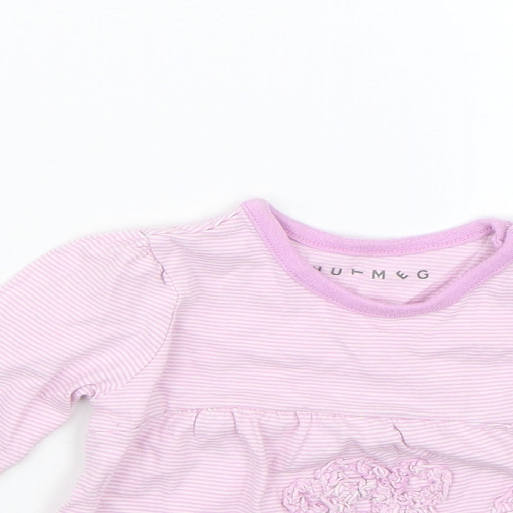 Nutmeg Girls Purple Striped  Basic T-Shirt Size 0-3 Months