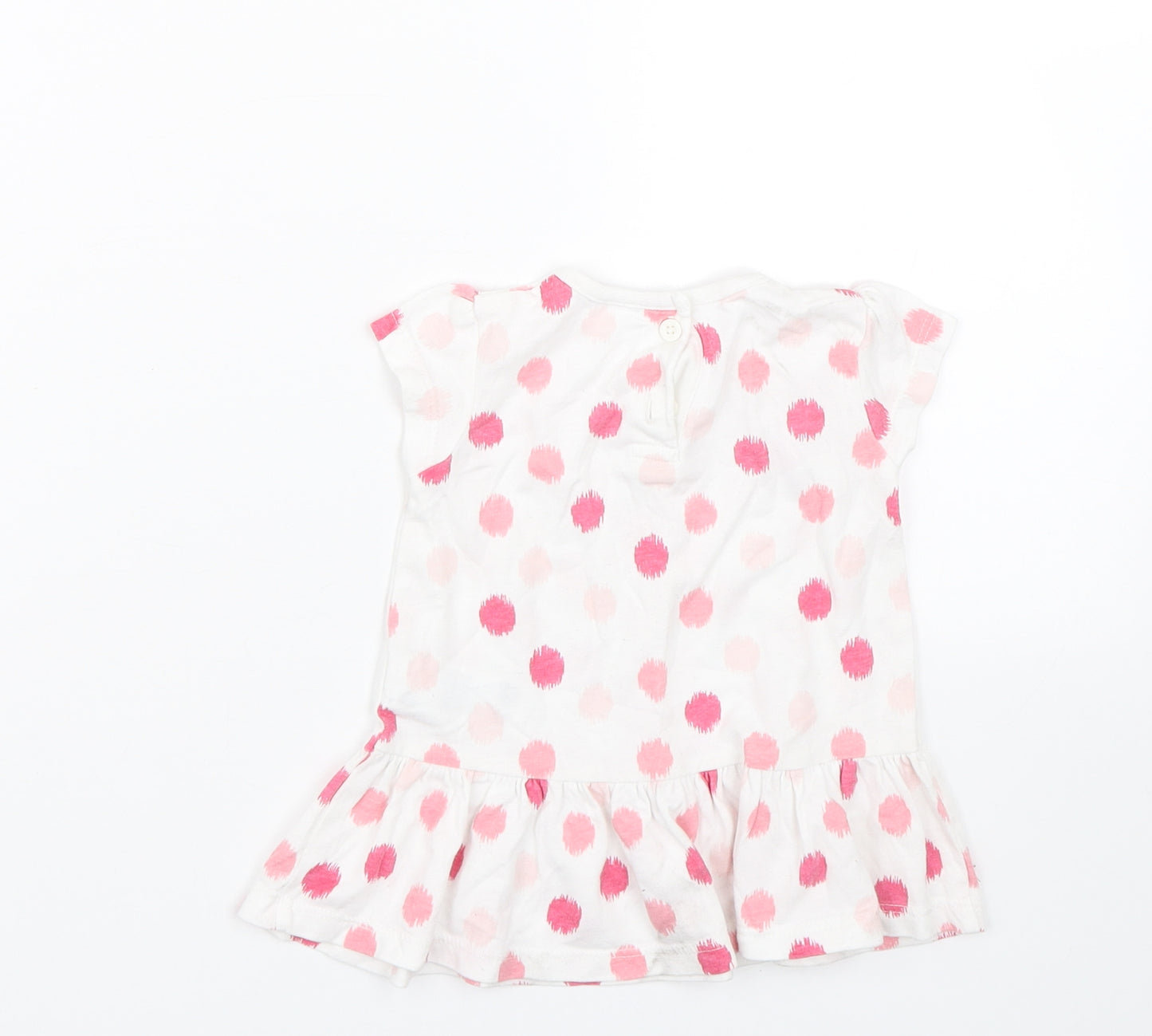 F&F Girls White Polka Dot  Basic T-Shirt Size 0-3 Months
