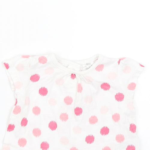 F&F Girls White Polka Dot  Basic T-Shirt Size 0-3 Months