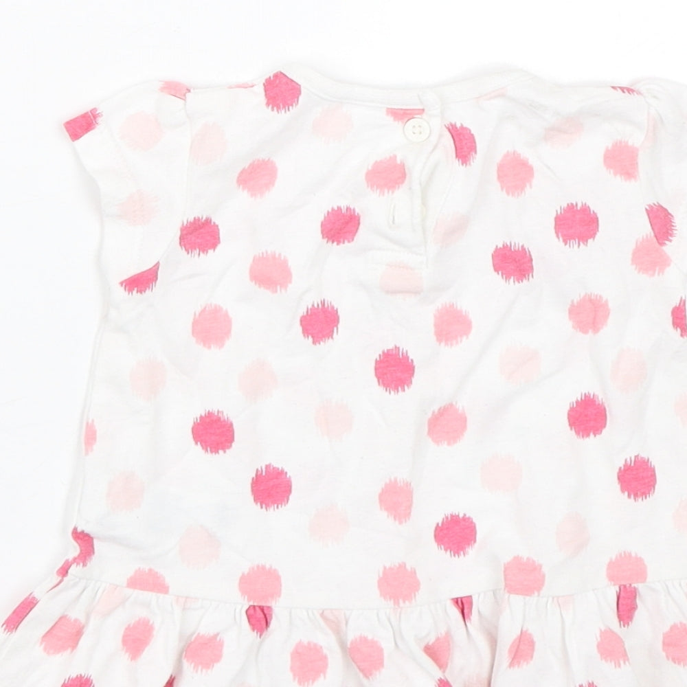 F&F Girls White Polka Dot  Basic T-Shirt Size 0-3 Months