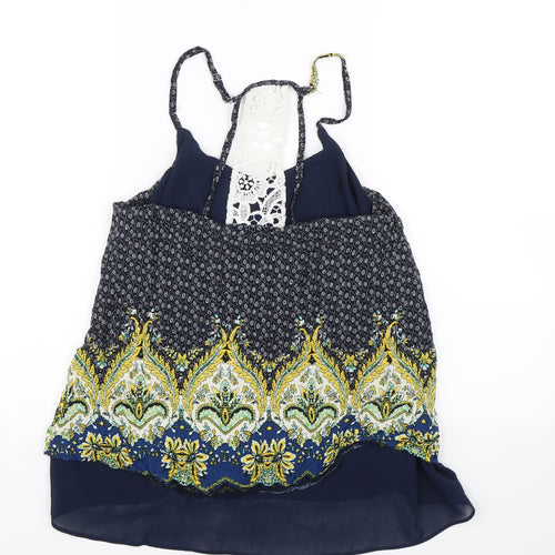 S&W fashion Womens Blue Floral  Basic Tank Size L