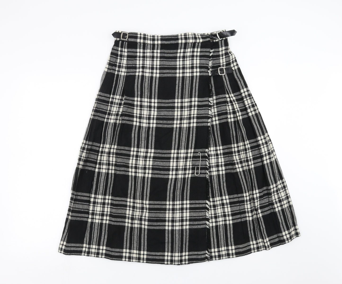 F.J Bacon Womens Black Plaid  A-Line Skirt Size 14  - Kilt style