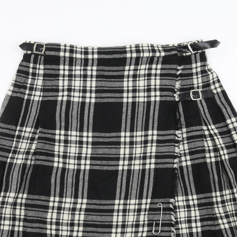 F.J Bacon Womens Black Plaid  A-Line Skirt Size 14  - Kilt style