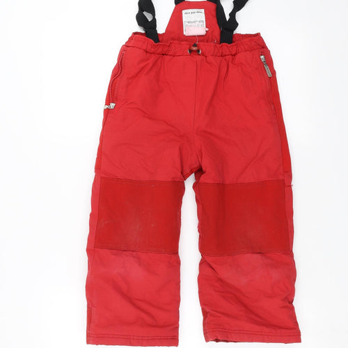 Deux par Deux Boys Red   Snow Pants Trousers Size 4 Years - braces