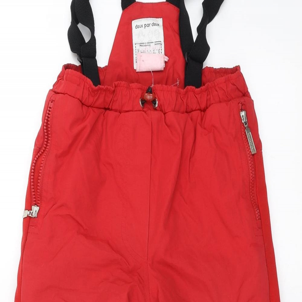 Deux par Deux Boys Red   Snow Pants Trousers Size 4 Years - braces
