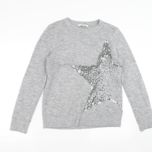 NEXT Womens Grey  Knit Pullover Jumper Size 10  - star
