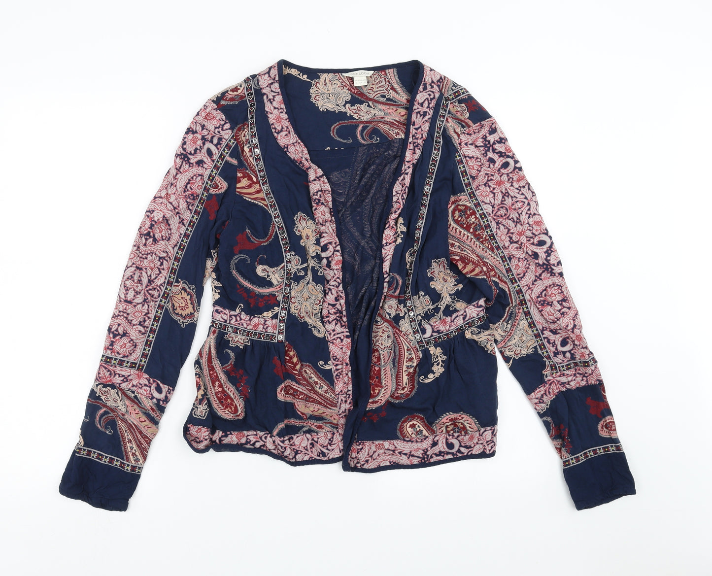 Monsoon Womens Blue Floral  Cape Jumper Size 16