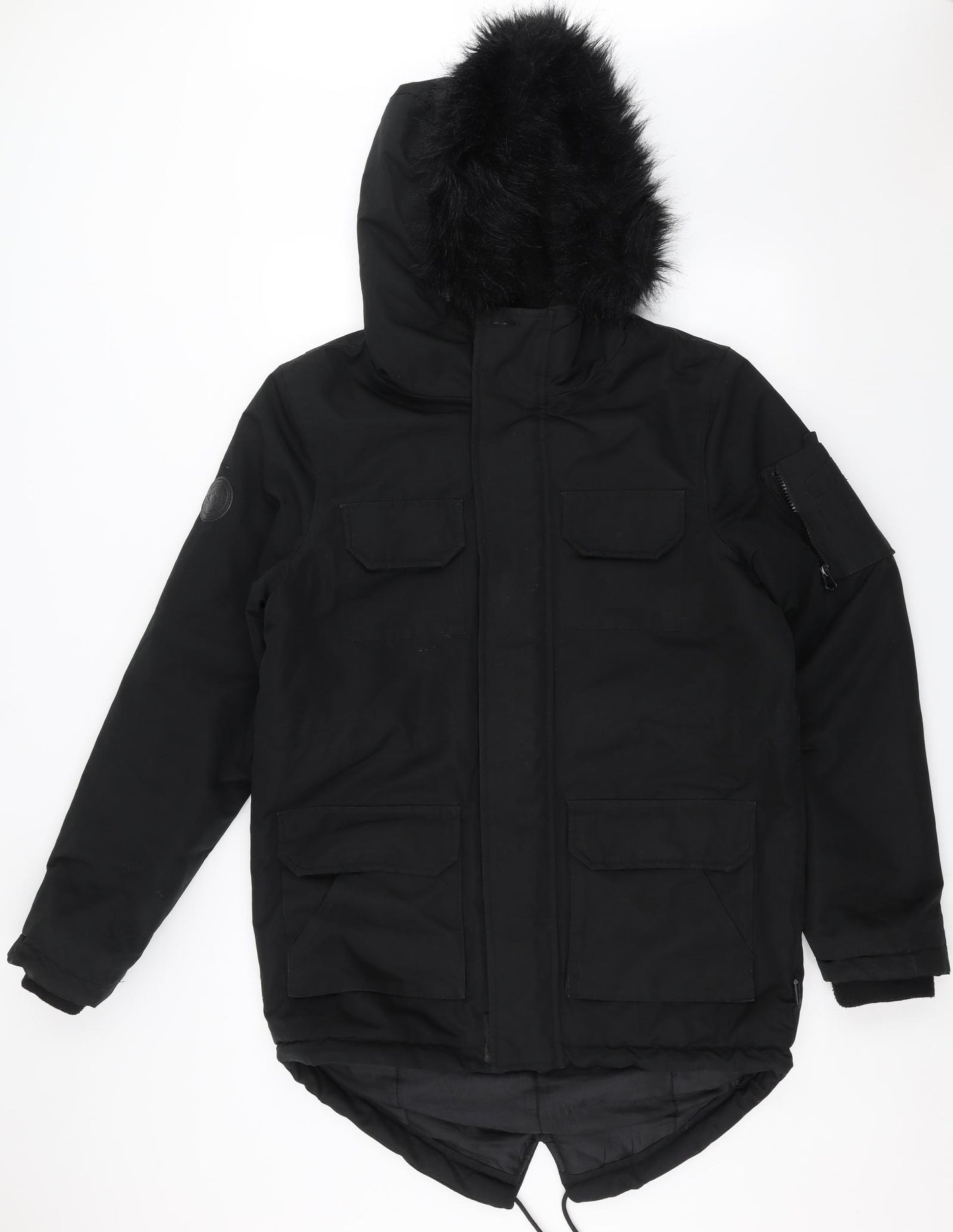 Bellfield Mens Black   Parka Coat Size S