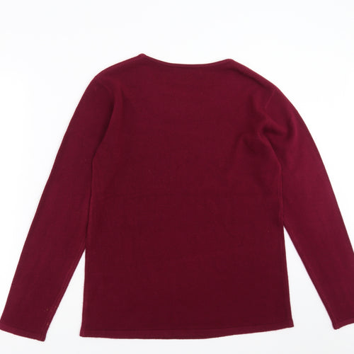 Cashmasoft Womens Purple  Knit Pullover Jumper Size M  - beaded neck line