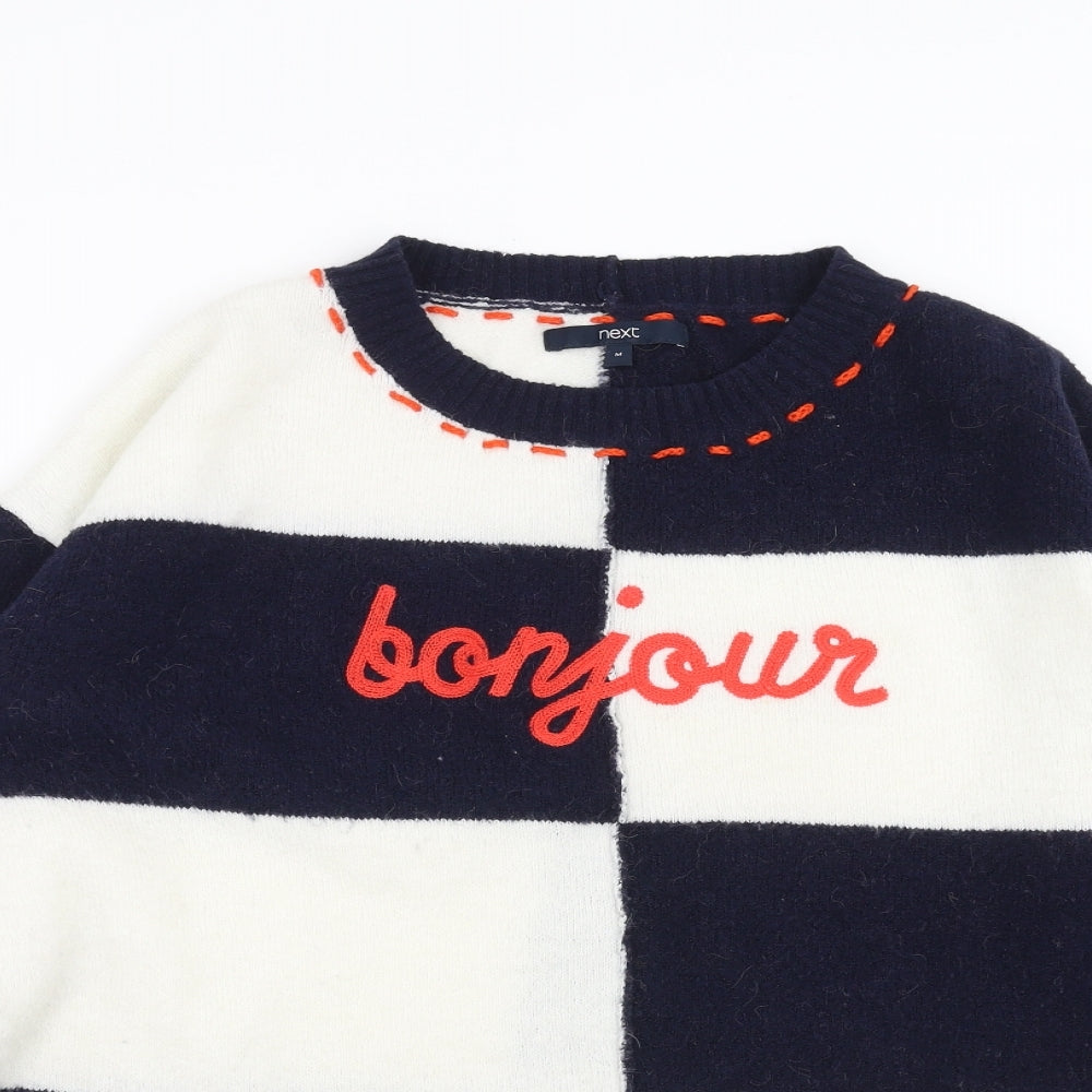 NEXT Womens Blue Check Knit Pullover Jumper Size M  - bonjour