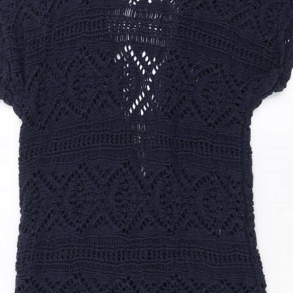 Fat Face Womens Blue Geometric  Cardigan Jumper Size M