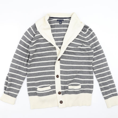 Tommy Hilfiger Womens Grey Striped Knit Cardigan Jumper Size XL