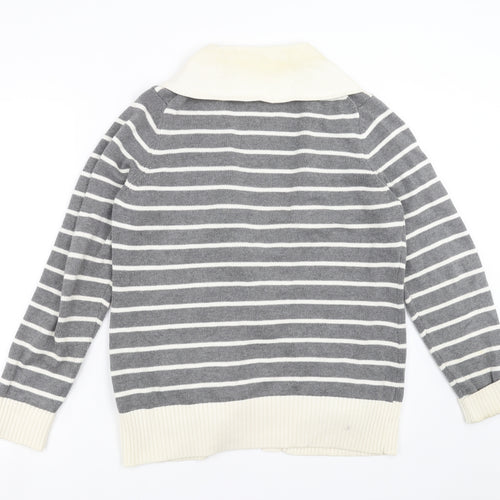 Tommy Hilfiger Womens Grey Striped Knit Cardigan Jumper Size XL
