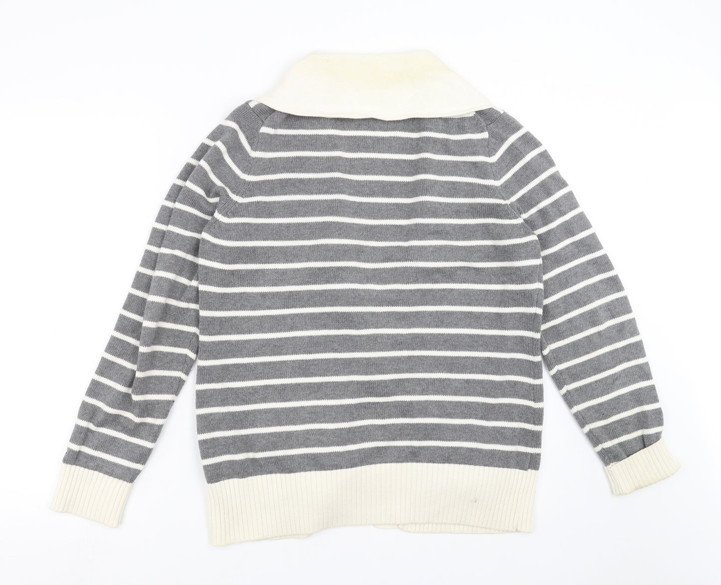 Tommy Hilfiger Womens Grey Striped Knit Cardigan Jumper Size XL