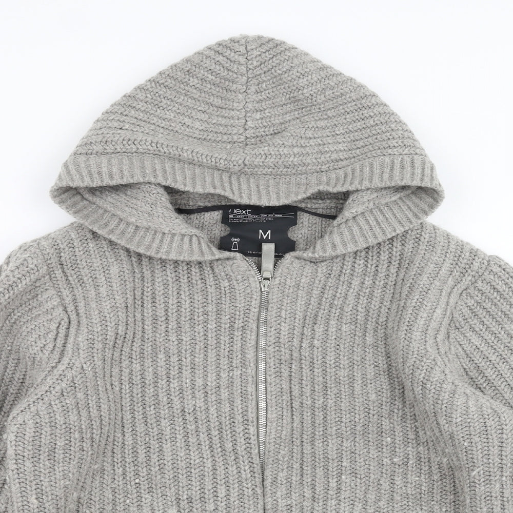 NEXT Mens Grey  Knit Full Zip Hoodie Size M