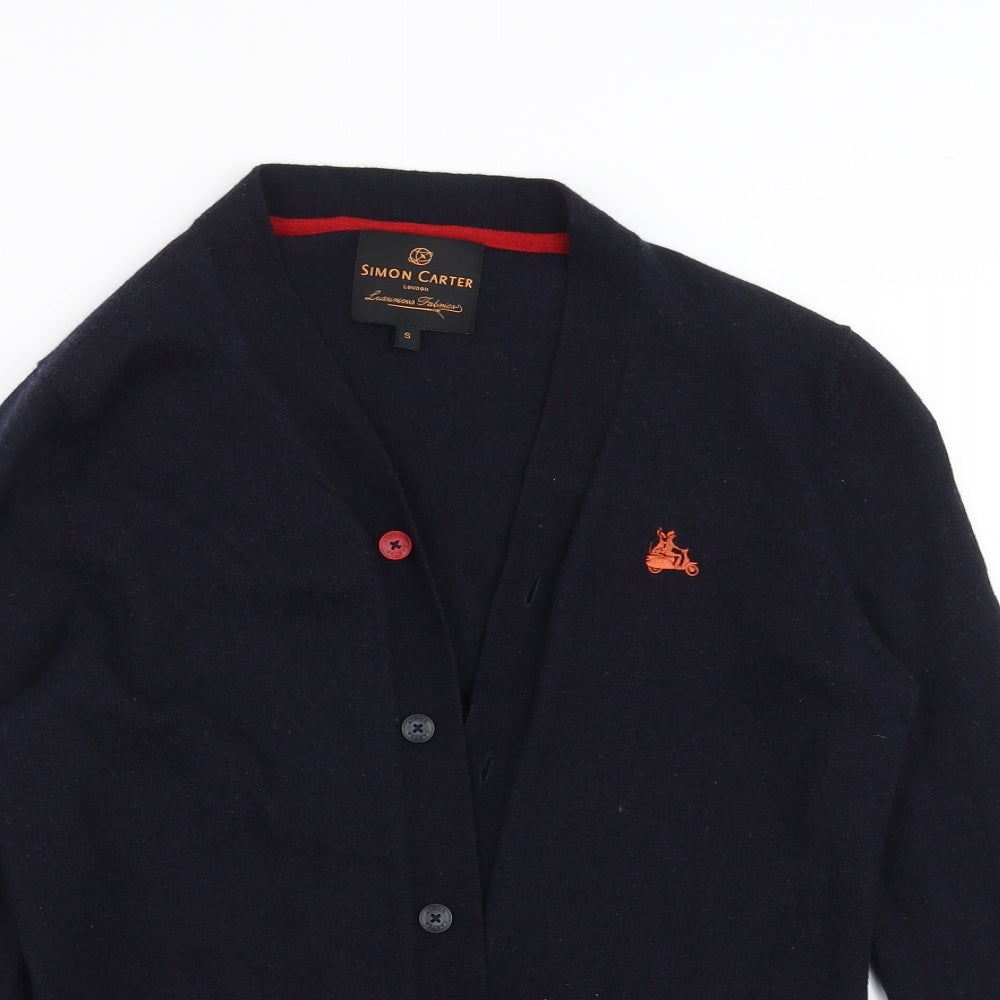 Simon Carter Mens Blue  Knit Cardigan Jumper Size S