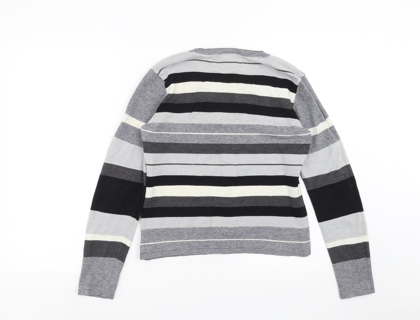 NEXT Womens Grey Striped Knit Pullover Jumper Size 14