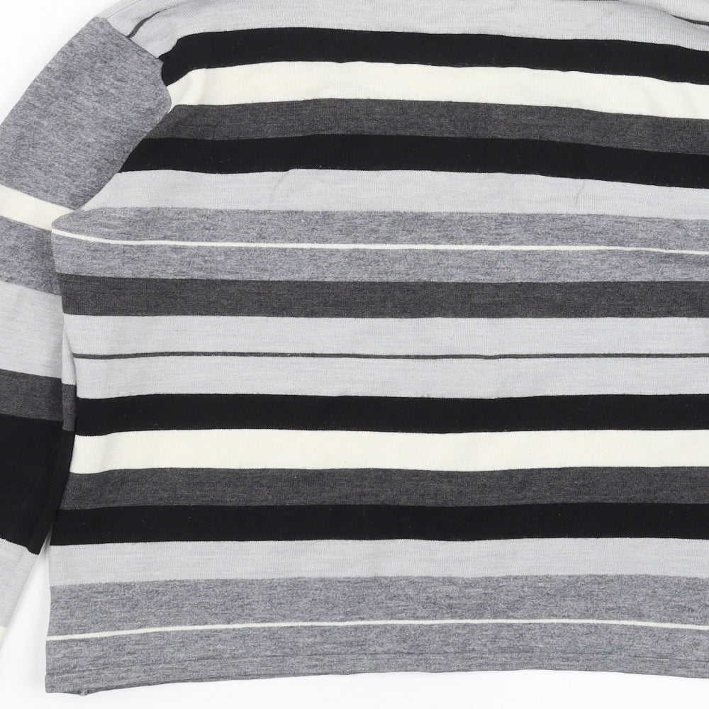 NEXT Womens Grey Striped Knit Pullover Jumper Size 14