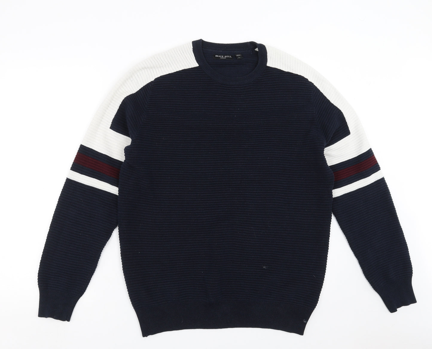 Brave Soul Mens Blue  Knit Pullover Jumper Size L