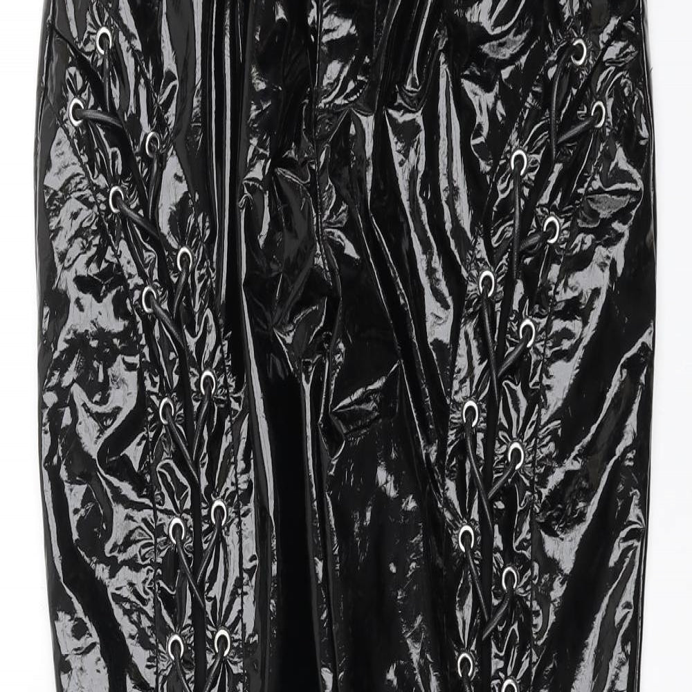 Misspap Womens Black   Trousers  Size 10 L27 in - Lace up Detail