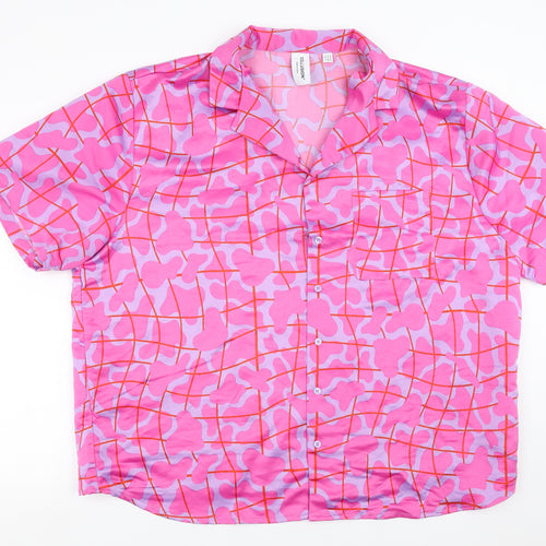 COLLUSION Womens Purple Geometric  Basic Blouse Size 22