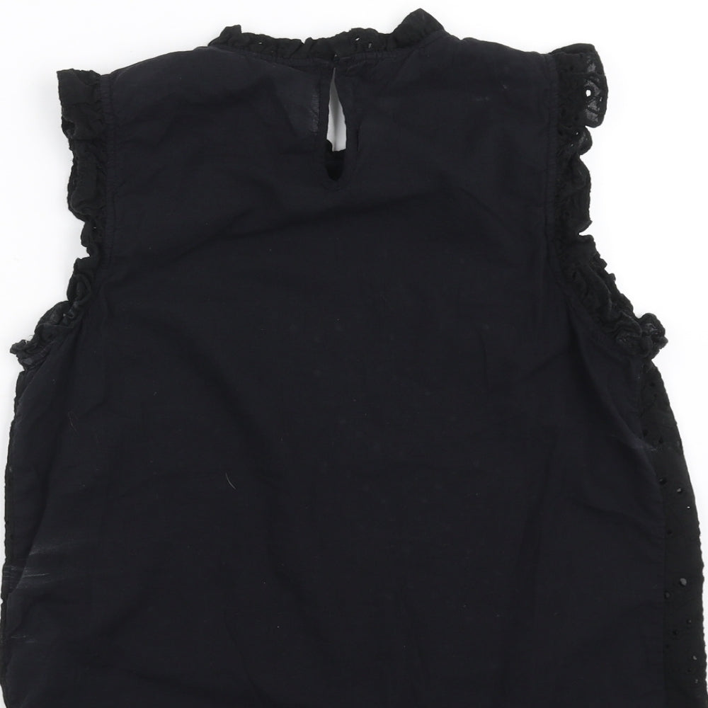 New Look Womens Black Floral  Basic Blouse Size 10  - crochet detail