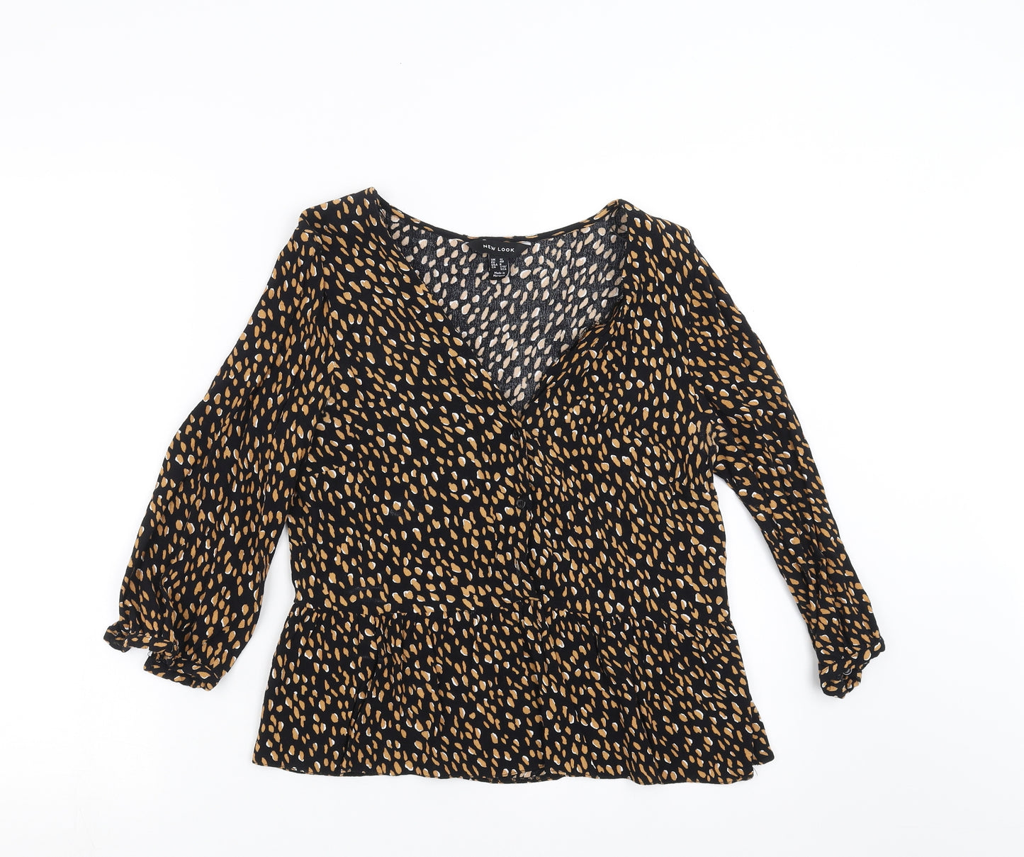 New Look Womens Black Geometric  Basic Blouse Size 12