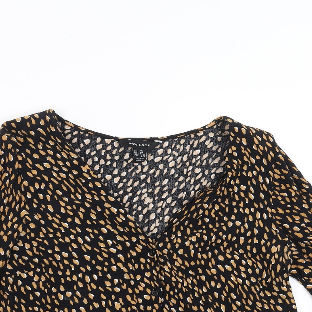New Look Womens Black Geometric  Basic Blouse Size 12