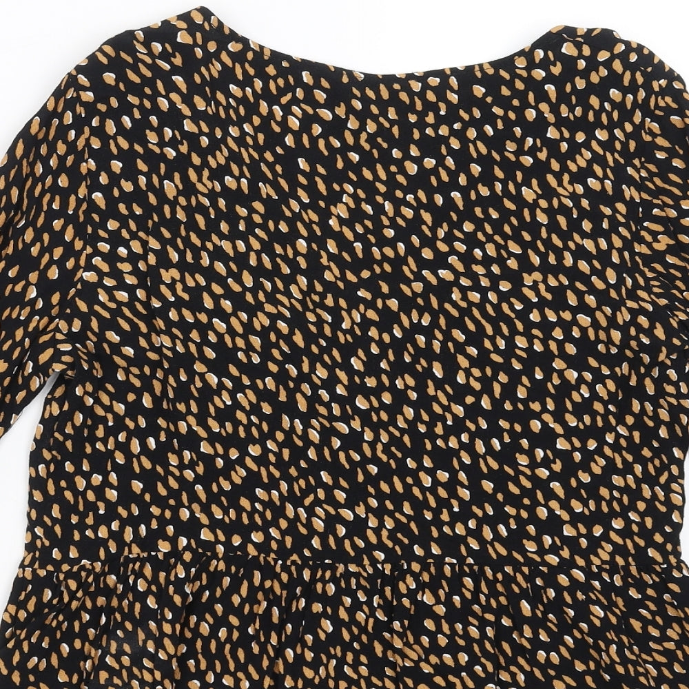 New Look Womens Black Geometric  Basic Blouse Size 12