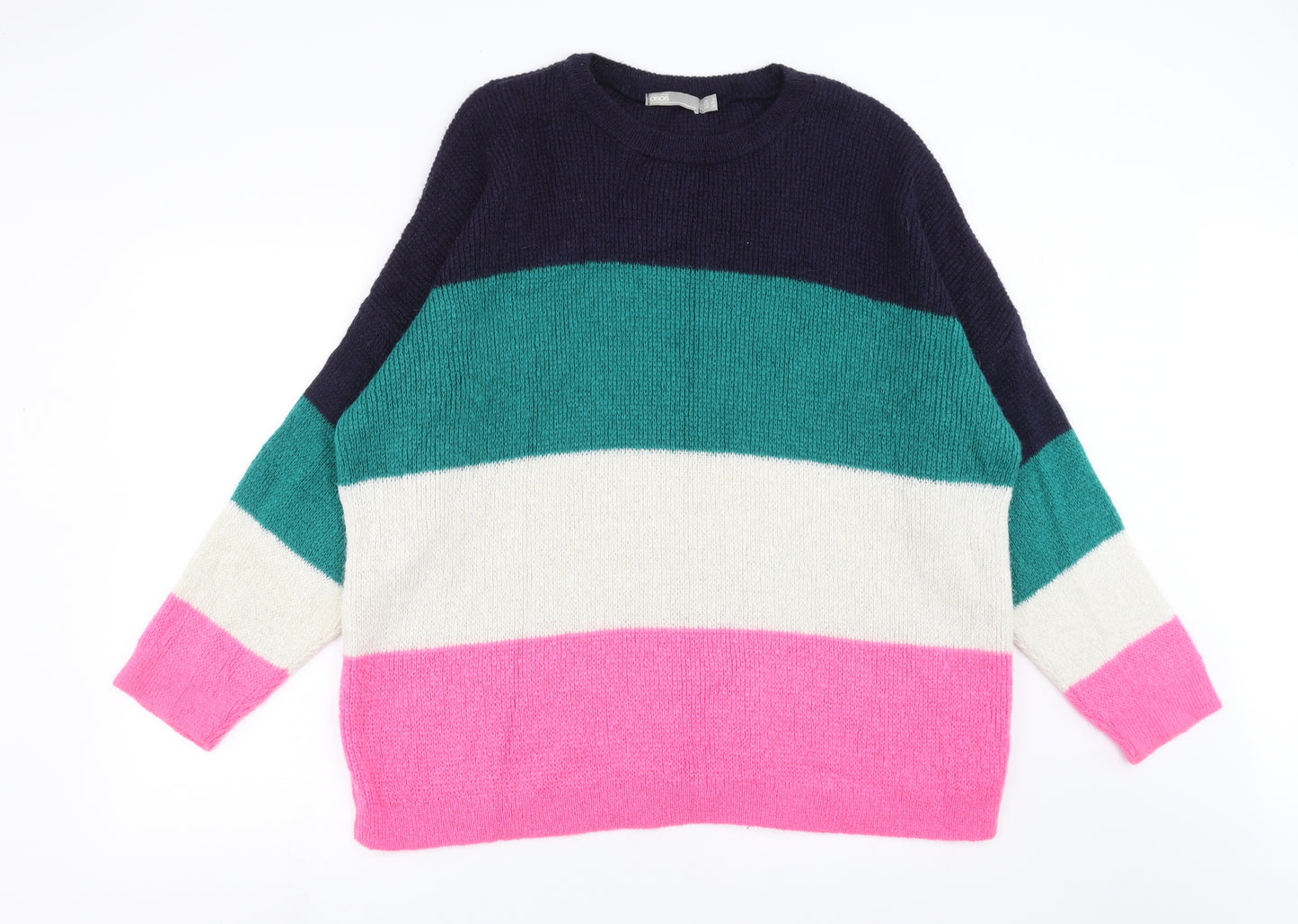 ASOS Womens Multicoloured Striped Knit Pullover Jumper Size 8  - Over Sized