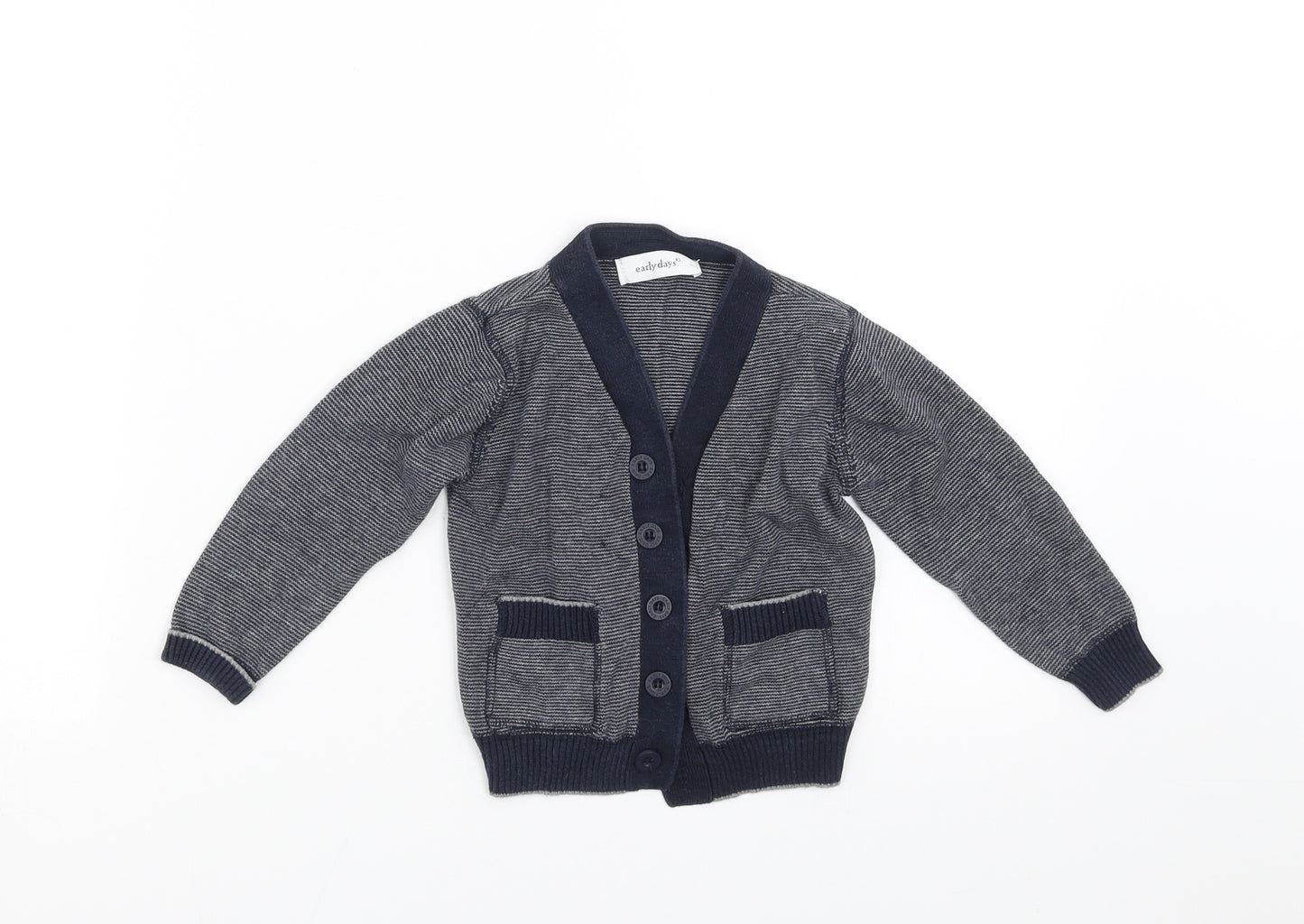 Earlydays Boys Blue Striped  Cardigan Jumper Size 12-18 Months