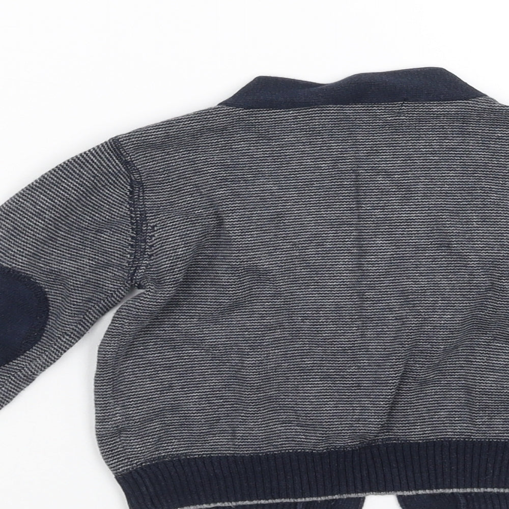 Earlydays Boys Blue Striped  Cardigan Jumper Size 12-18 Months