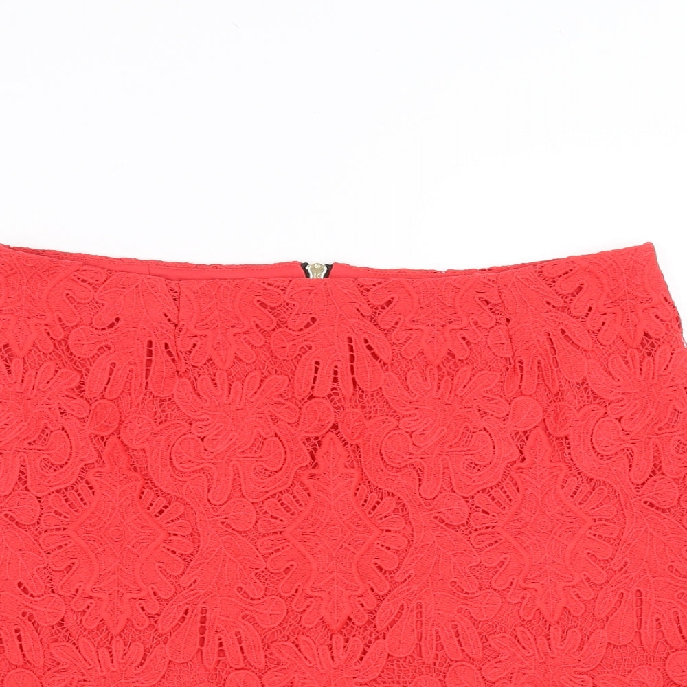 River Island Womens Red Floral  A-Line Skirt Size 14