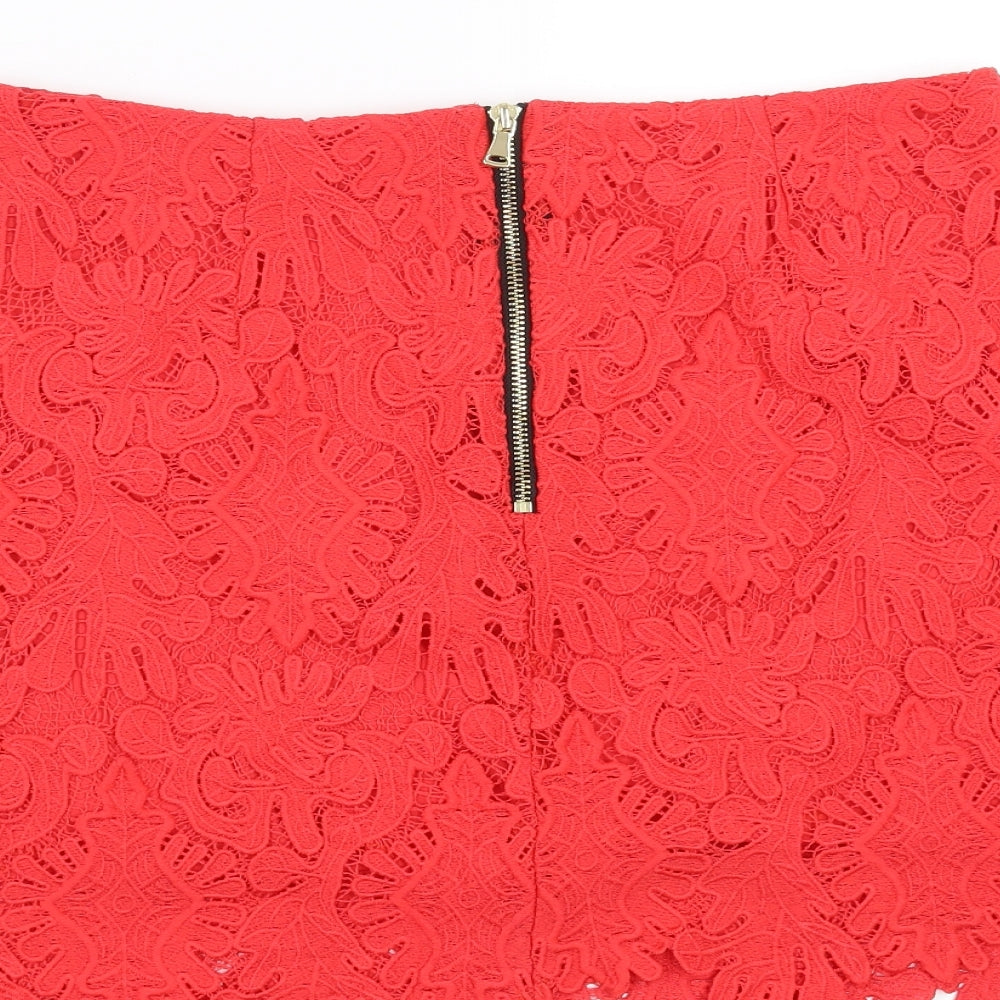 River Island Womens Red Floral  A-Line Skirt Size 14