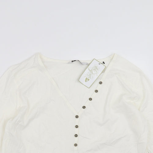 Very Womens Ivory   Basic T-Shirt Size 14