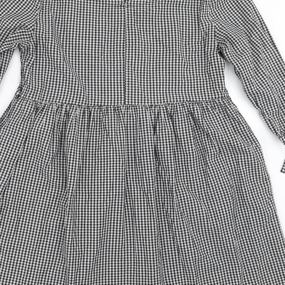 New Look Womens Black Check  Fit & Flare  Size 12  - Floral embroidery