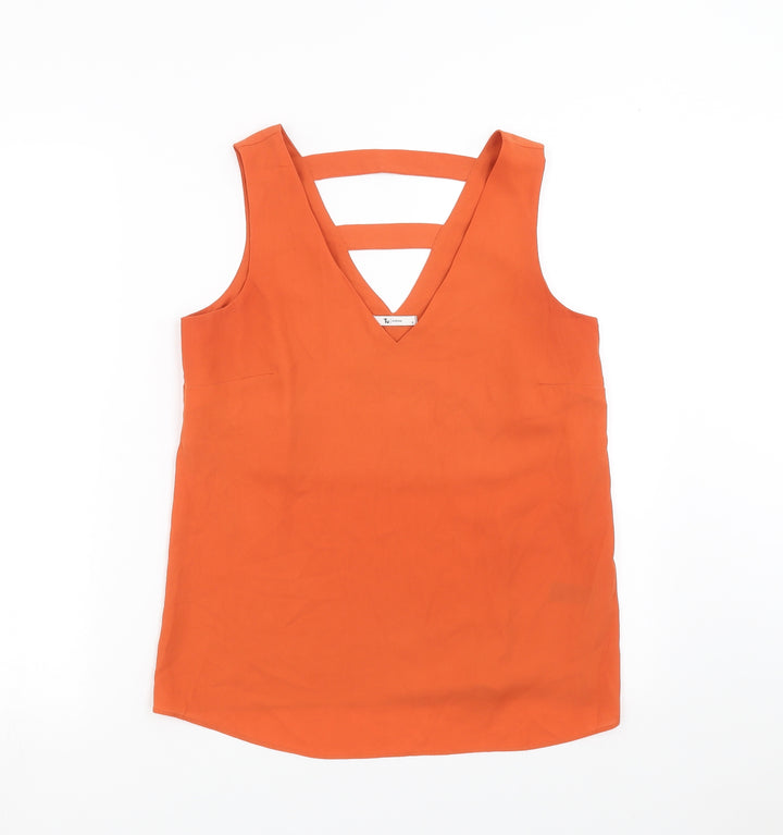 TU Womens Orange Basic Blouse Size 8