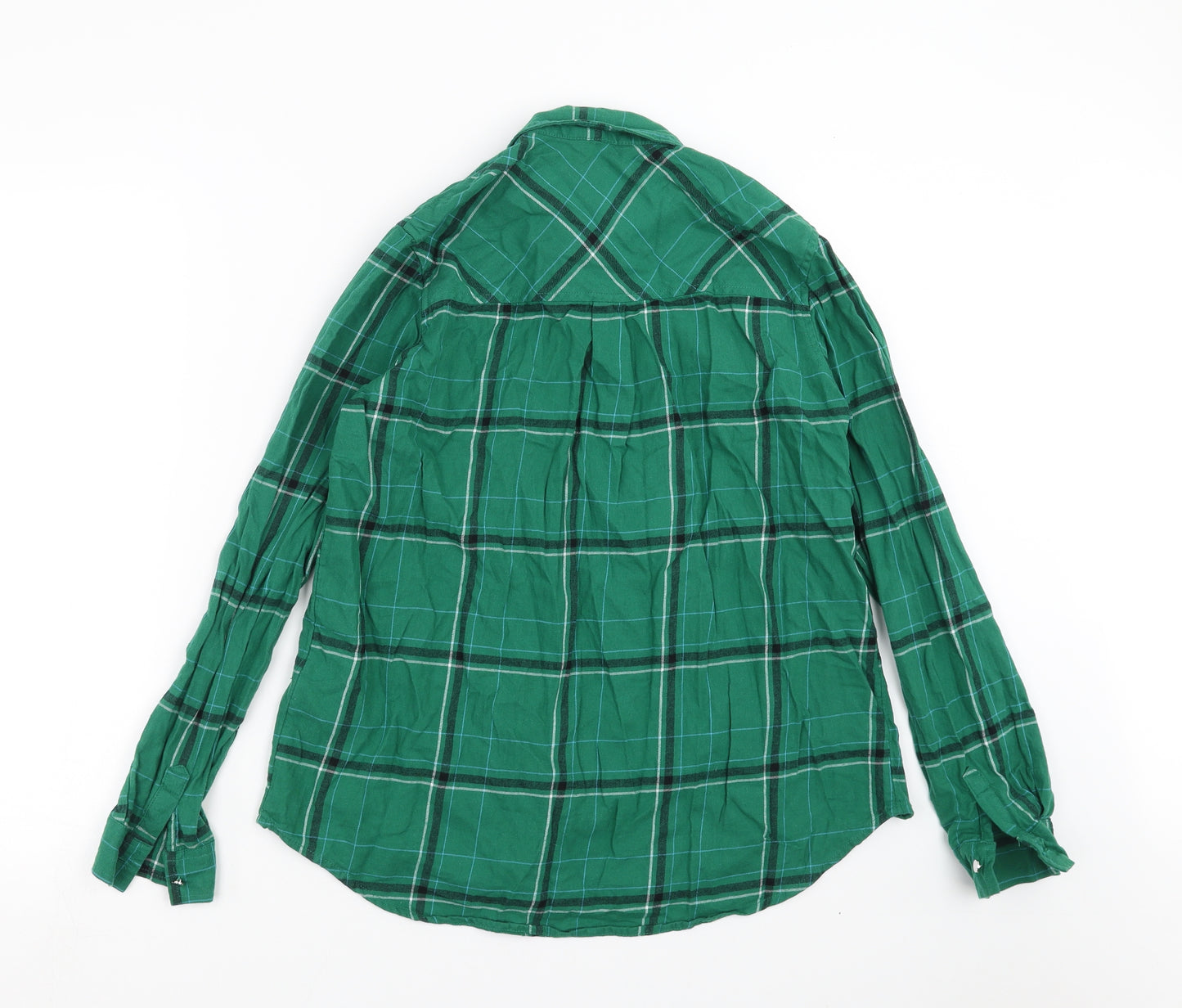 New Look Womens Green Check  Basic Button-Up Size 10