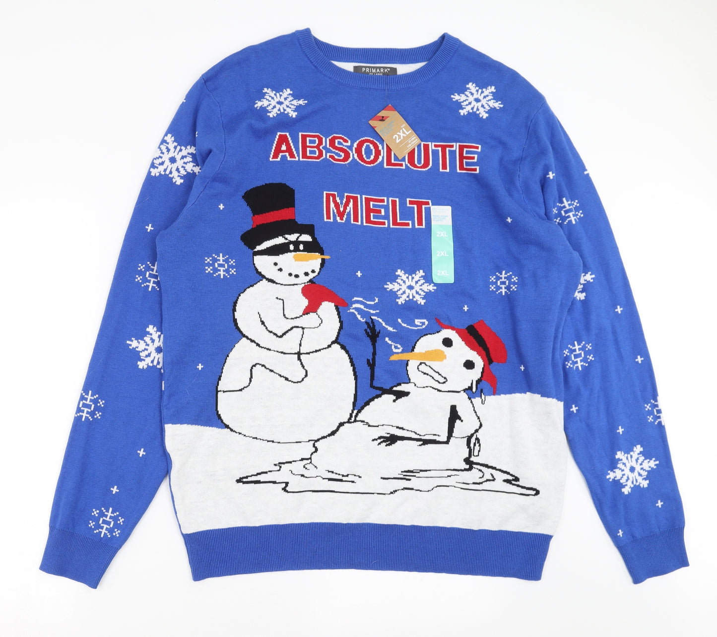 Primark Mens Blue  Knit Pullover Jumper Size 2XL  - Christmas jumper