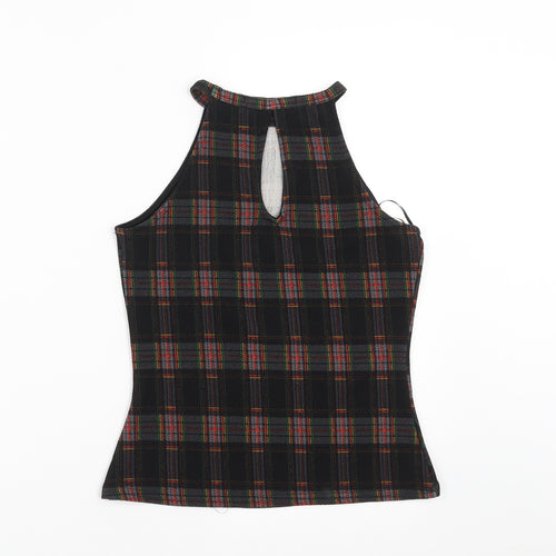 Boohoo Womens Black Check  Basic Blouse Size 8