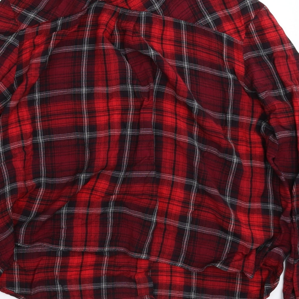 New Look Womens Red Check  Basic Button-Up Size 12