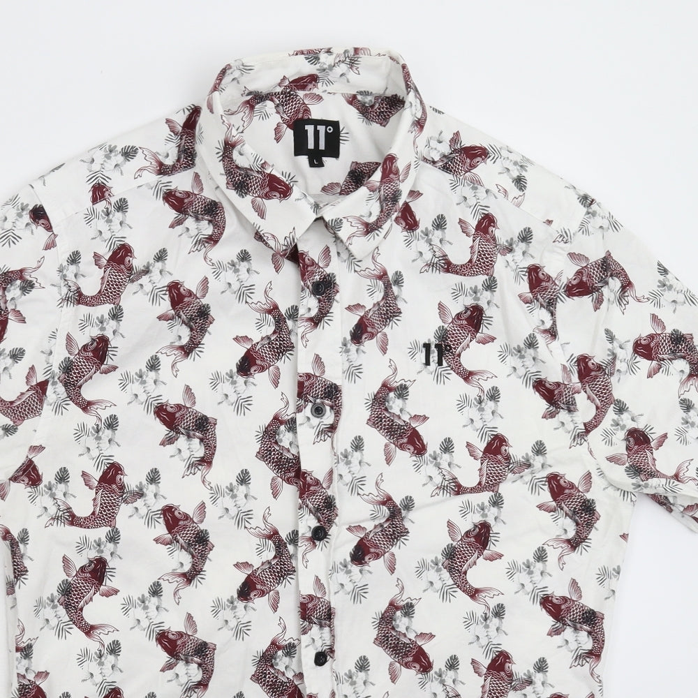 11 degrees Mens White    Button-Up Size L