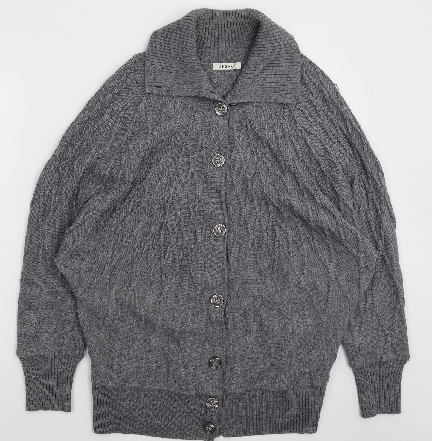 George Womens Grey  Knit Cardigan Jumper Size 16
